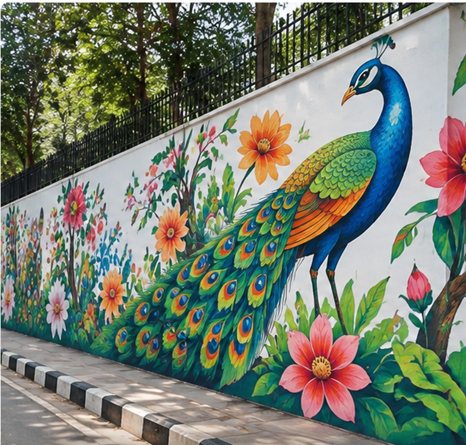 Peacock Exterior Wall Mural