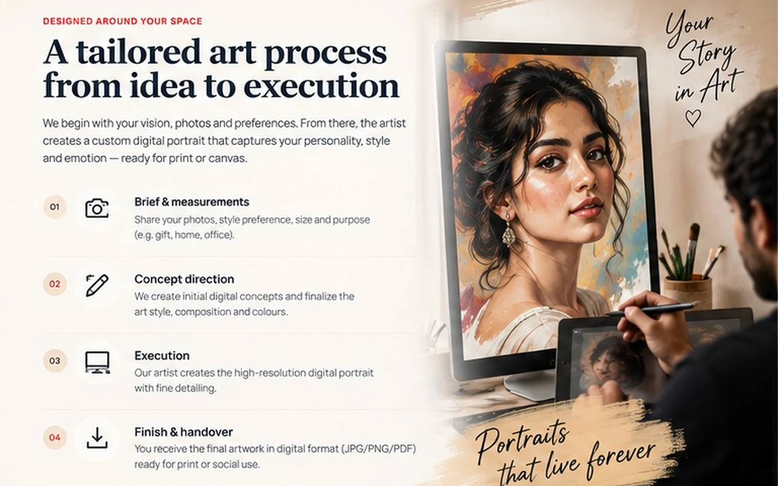 Digital Portrait Painting realistic project example